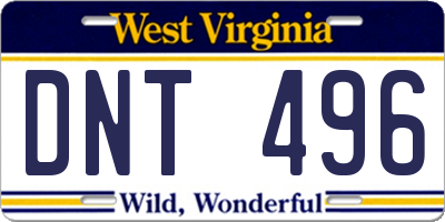 WV license plate DNT496