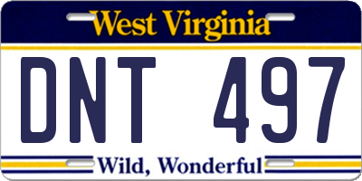 WV license plate DNT497