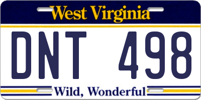 WV license plate DNT498