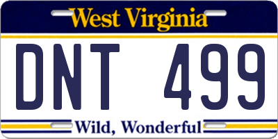 WV license plate DNT499