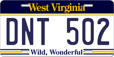 WV license plate DNT502