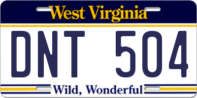 WV license plate DNT504