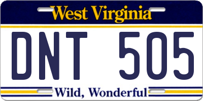 WV license plate DNT505