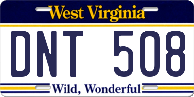 WV license plate DNT508