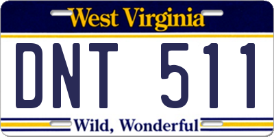 WV license plate DNT511