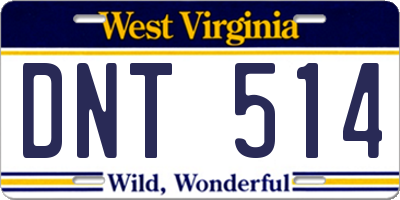 WV license plate DNT514
