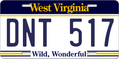 WV license plate DNT517