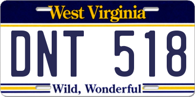 WV license plate DNT518
