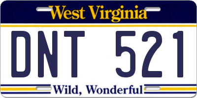 WV license plate DNT521