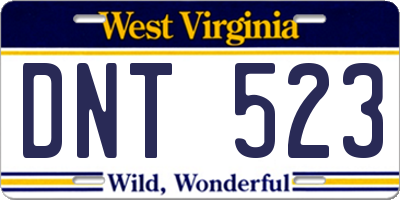 WV license plate DNT523
