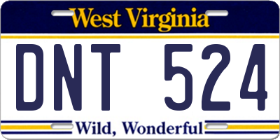WV license plate DNT524