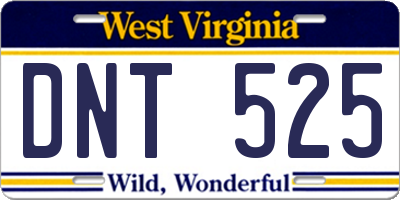 WV license plate DNT525