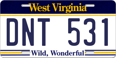 WV license plate DNT531