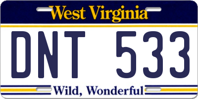 WV license plate DNT533