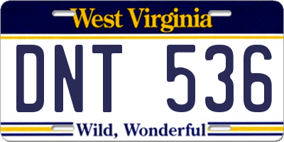 WV license plate DNT536