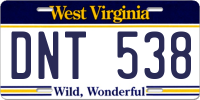 WV license plate DNT538