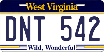 WV license plate DNT542
