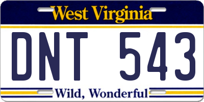 WV license plate DNT543