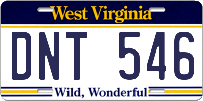 WV license plate DNT546