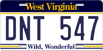 WV license plate DNT547
