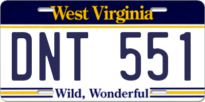 WV license plate DNT551