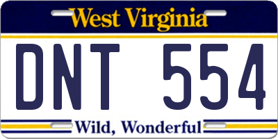 WV license plate DNT554
