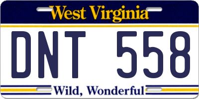 WV license plate DNT558