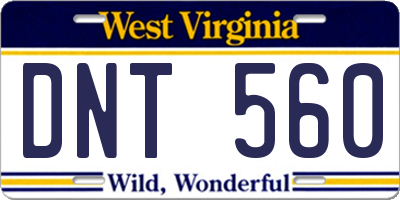 WV license plate DNT560