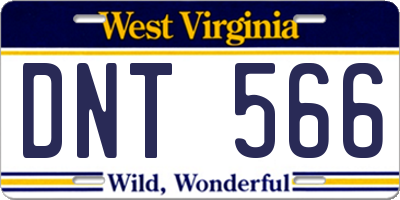 WV license plate DNT566
