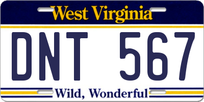WV license plate DNT567