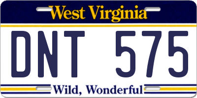 WV license plate DNT575