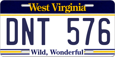 WV license plate DNT576