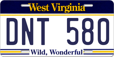 WV license plate DNT580