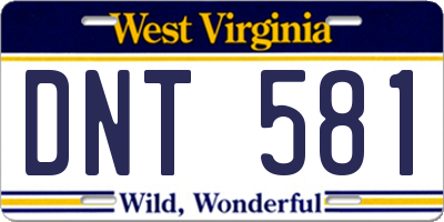 WV license plate DNT581