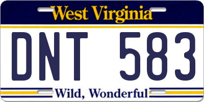WV license plate DNT583