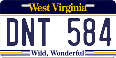 WV license plate DNT584