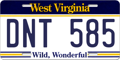 WV license plate DNT585