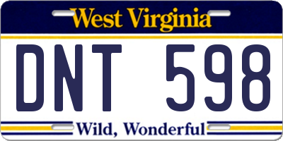 WV license plate DNT598
