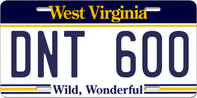 WV license plate DNT600