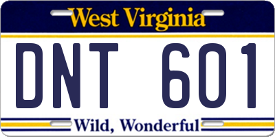 WV license plate DNT601