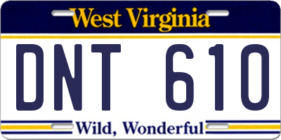WV license plate DNT610