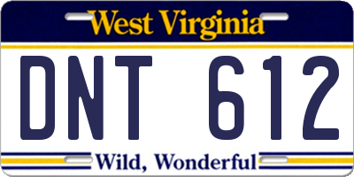 WV license plate DNT612