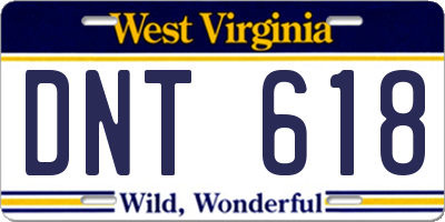 WV license plate DNT618