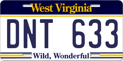 WV license plate DNT633