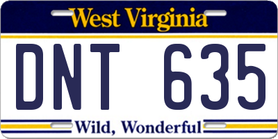 WV license plate DNT635