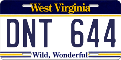 WV license plate DNT644