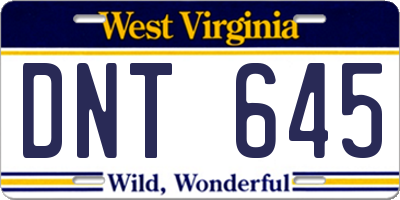 WV license plate DNT645