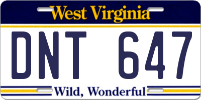 WV license plate DNT647