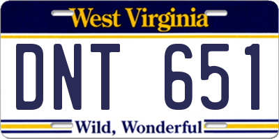 WV license plate DNT651