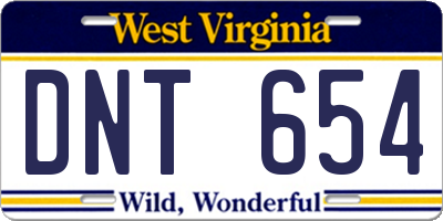 WV license plate DNT654